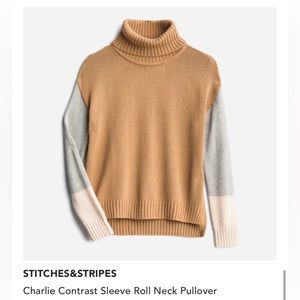 Stitches & Stripes Charlie Contrast Sleeve Roll Neck Pullover